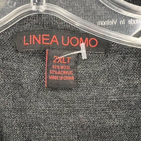 Linea Uomo Men's Wool Pullover Sweater Collared Gray Size 2XL Tall - Picture 8 of 8